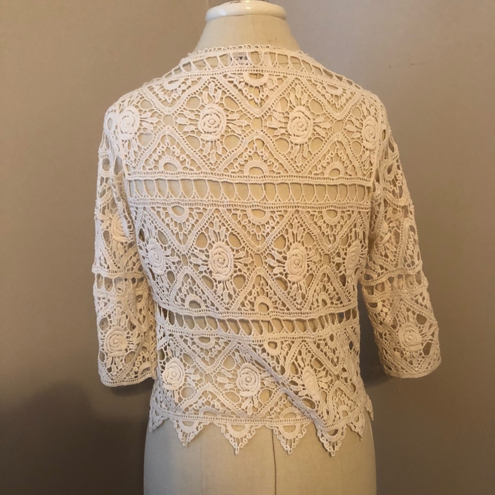 Forgotten Grace Crochet Boho Kimono Tie Cardigan - Picture 3 of 4